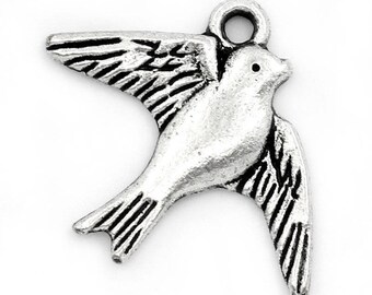 23x18mm silver swallow charm