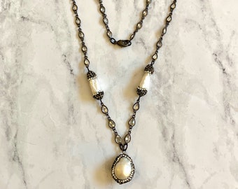 PAVE&#39; PEARL TEARDROP