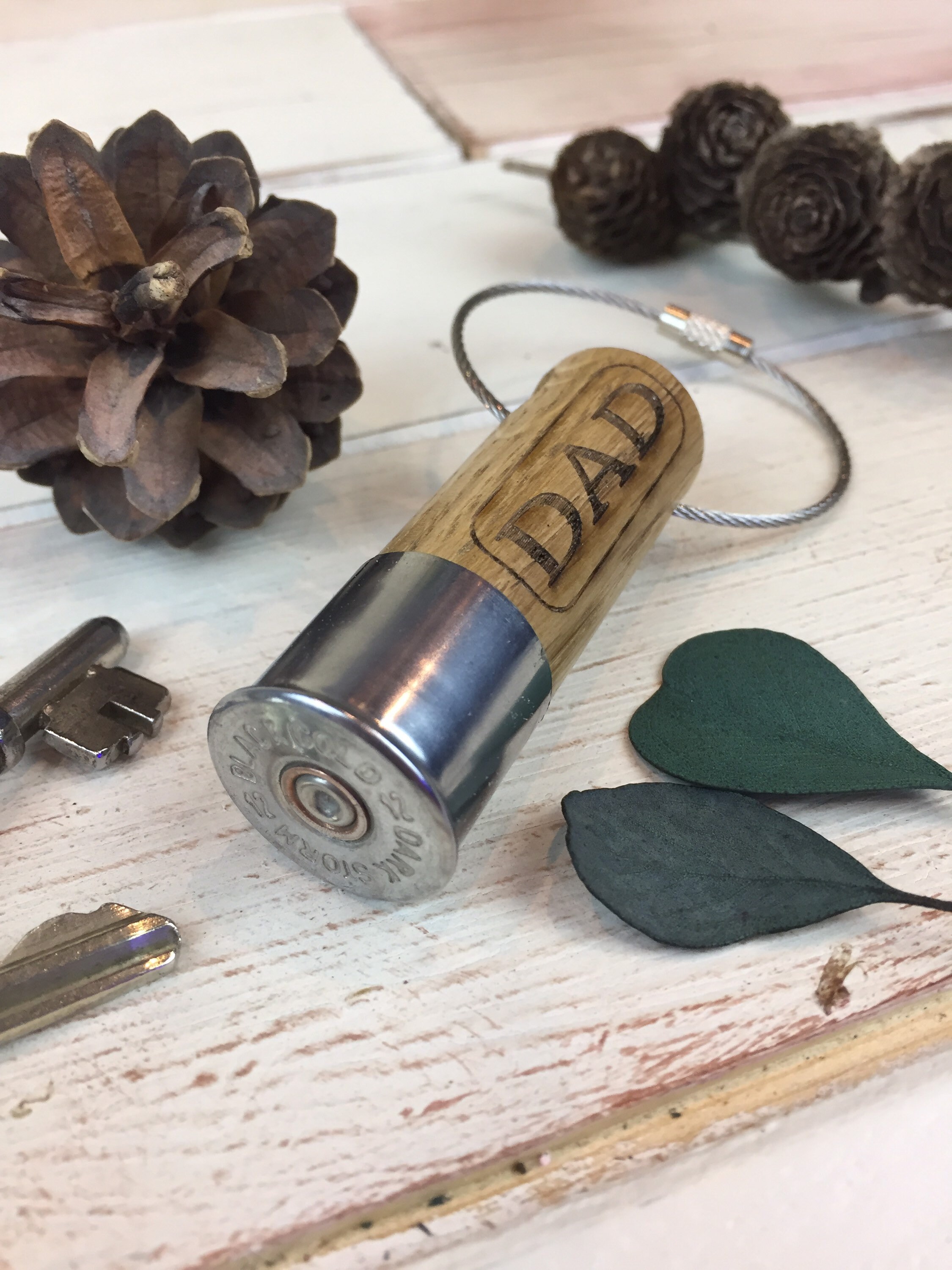 Personalised Shotgun Shell Keyring Keychain in Oak Wood Etsy UK