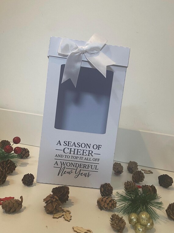 Season of Cheer Wonderful New Year, Gin, Champagne and Wine Glass Gift Box Holder, Great Gift Boxes for your Personalised Christmas Glasses