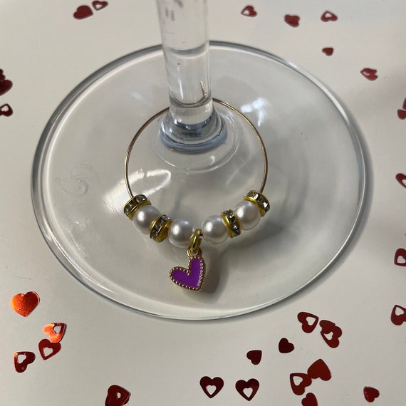 Small Coloured Heart Glass Charm, Gold Charm, Great for all Occasions