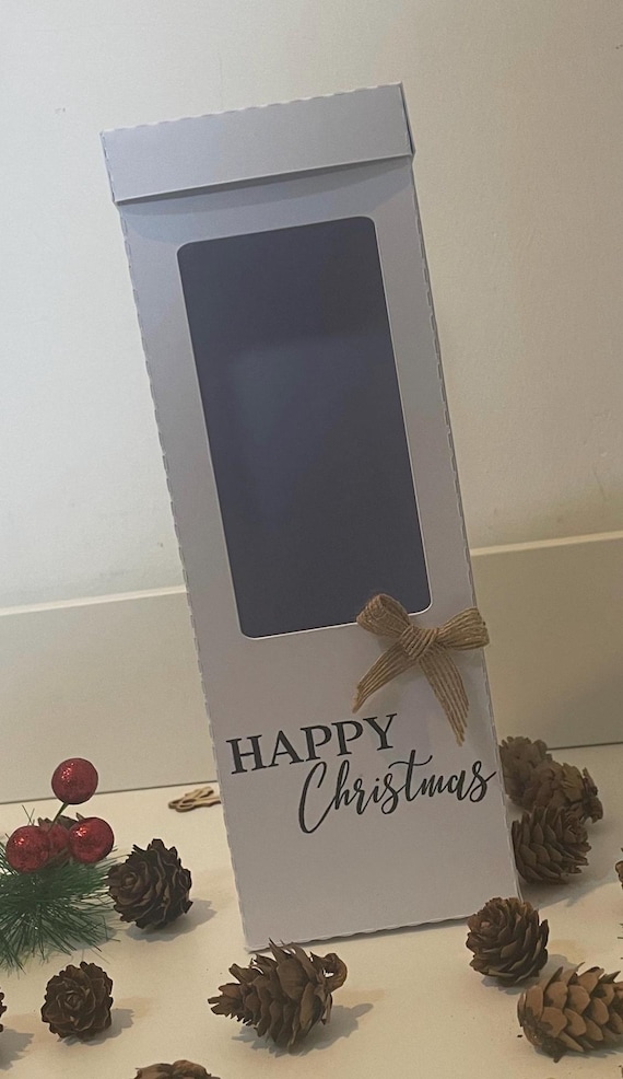 Happy Christmas, Gin, Champagne and Wine Glass Gift Box Holder, Great Gift Boxes for your Personalised Christmas Glasses
