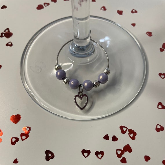 Small Heart Wine Glass Charm, Silver Charm, Great for all Occasions