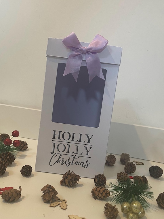 Holly Jolly Christmas, Gin, Champagne and Wine Glass Gift Box Holder, Great Gift Boxes for your Personalised Christmas Glasses
