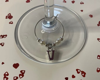 Initial Wine Glass Charms, Gold and Silver Letter Charms