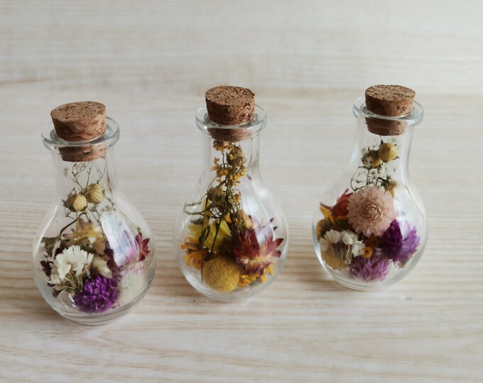 Set of 15 Dried Flowers in a Glass Bottle Dried Flowers in Etsy