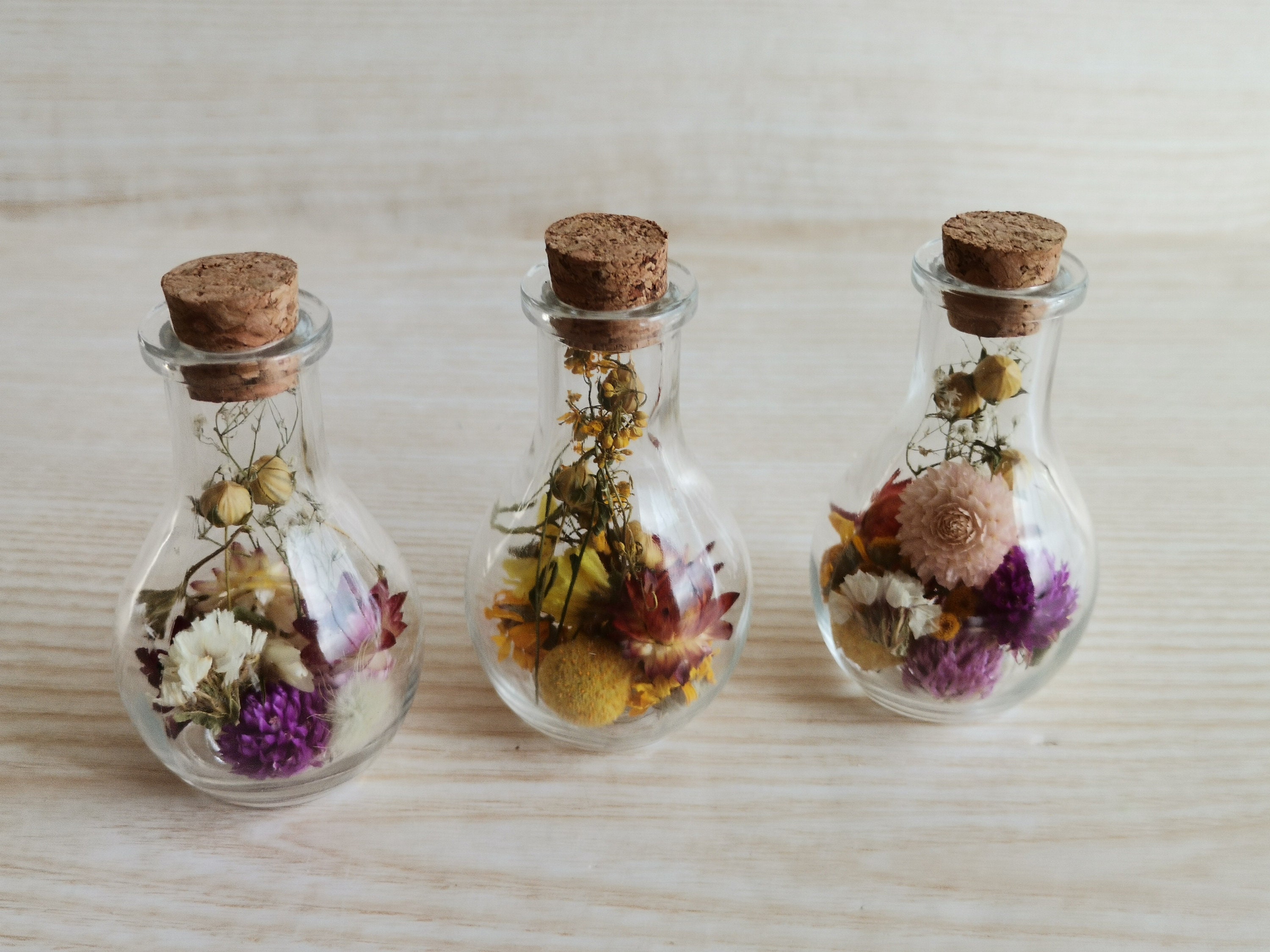 Set of 15 Dried Flowers in a Glass Bottle Dried Flowers in Etsy