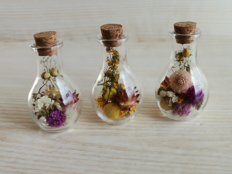 Set of 15 Dried Flowers in a Glass Bottle Dried Flowers in Etsy