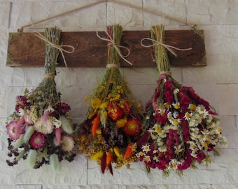 Dried Flower Rack, Herb Rack, Rack for Dried Flowers, Country Wall Decor, Rustic Wedding Decor, Cottage Decor, Wall Rack