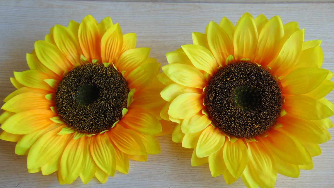 Set of 2 Large Sunflowers Heads Big Artificial Sunflowers Etsy