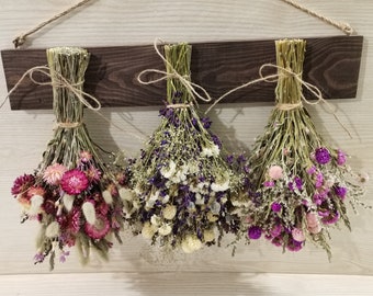 Dried Flower Rack, Herb Rack, Rack for Dried Flowers, Country Wall Decor, Rustic Wedding Decor, Cottage Decor, Wall Rack