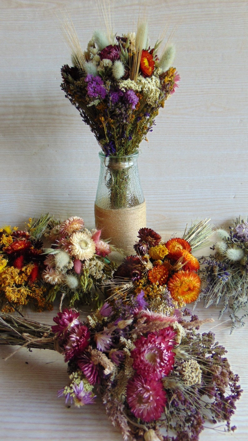 Set of 6 Dried flower bouquets Natural Vase filler Dried Etsy