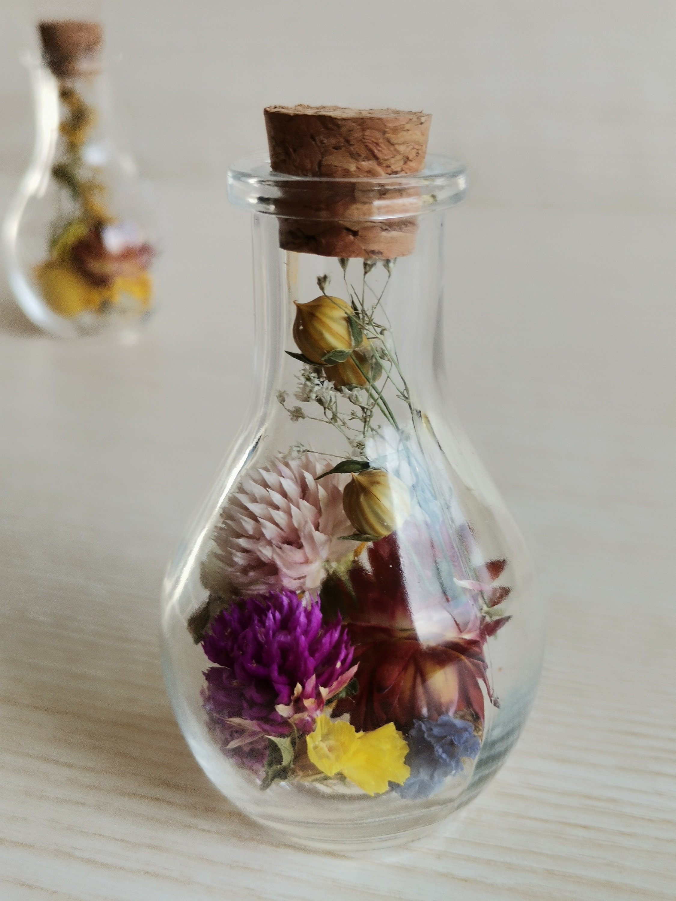 Set of 15 Dried Flowers in a Glass Bottle Dried Flowers in Etsy