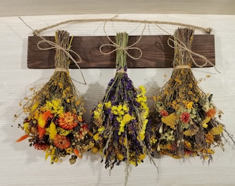 Dried Flower Rack, Herb Rack, Rack for Dried Flowers, Country Wall Decor, Rustic Wedding Decor, Cottage Decor, Wall Rack