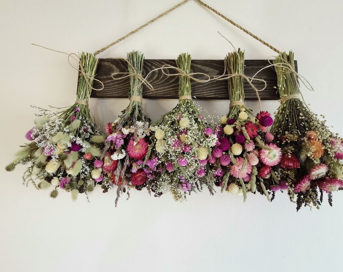 Dried Flower Rack, Dried Floral Arrangement, Farmhouse Wall Decor