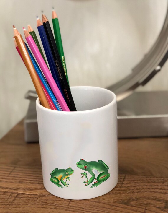 Frog Pencil Holder Stationary Ceramic Gift Desk Frog Pencil Holder Stationary