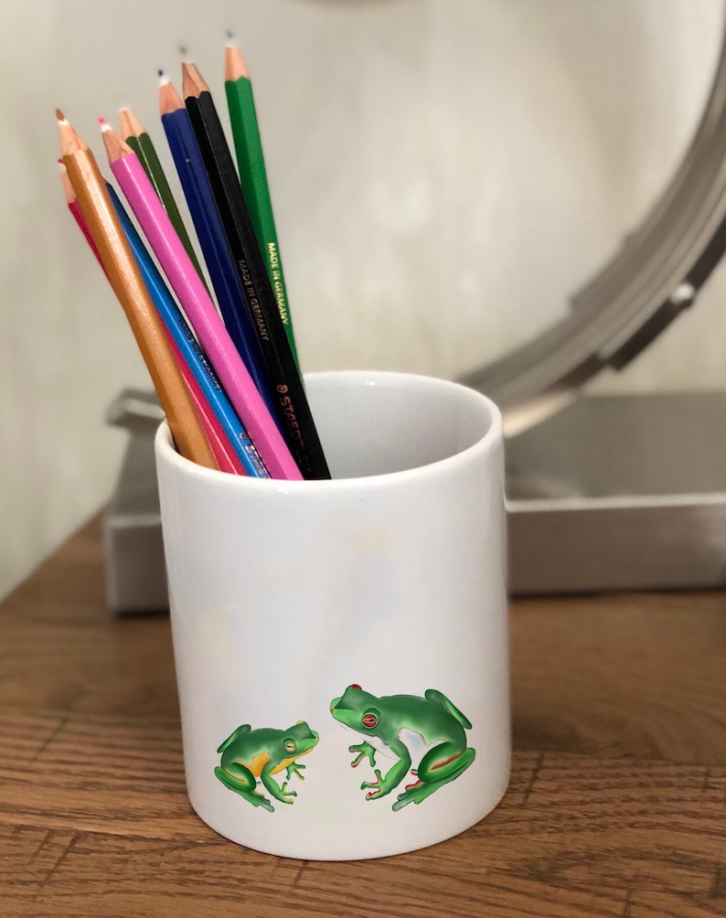 Frog Pencil Holder Stationary Holder Ceramic Gift Desk Etsy