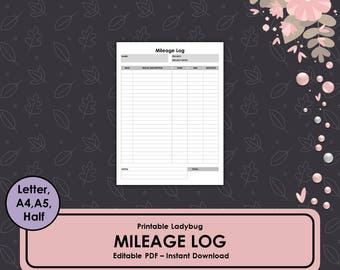 mileage log etsy