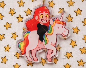 Demon and the Unicorn -  2.5" Holographic Double-Sided Acrylic Charm