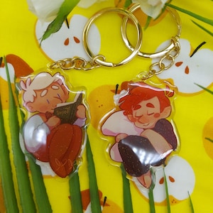 Cozy Angel and Demon - 2.5in Acrylic Charm with Glitter Epoxy