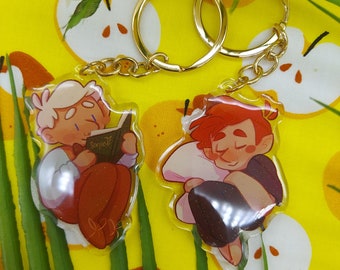 Cozy Angel and Demon - 2.5in Acrylic Charm with Glitter Epoxy