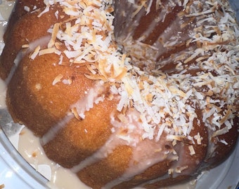 Toasted Coconut Pound Cake with Coconut Creme