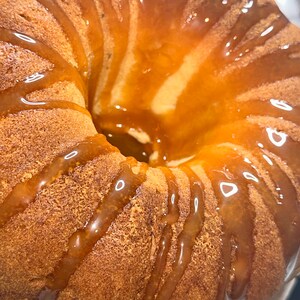 Vanilla Buttery Pound Cake With Homemade Golden Brown Caramel Drizzle
