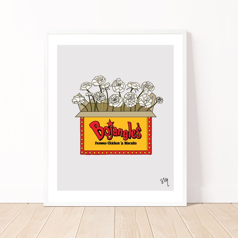 Bojangles Art Quirky Wall Art Flower Art Chicken Wall Art Etsy