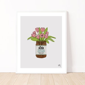 big spoon, durham art, quirky wall art, flower art, pickle wall art, quirky food art, kitchen art, north carolina art, quirky print