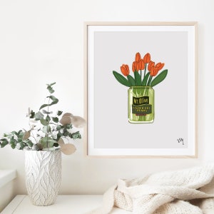 pickle art, quirky wall art, flower art, pickle wall art, quirky food art, kitchen art, north carolina art, quirky print, quirky art image 3