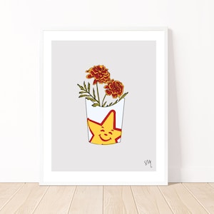 fast food art, quirky wall art, flower art, hardees wall art, quirky food art, kitchen art, north carolina art, quirky print, nc art