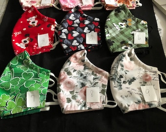 Cotton Face Mask Washable Reusable, Soft Elastic Adjustable Ear Loops Women and Men and Children