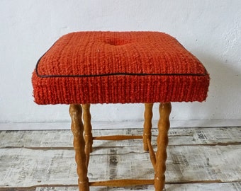 50s Red small chair ,stool,mid century vintage pouffe,footstool FREE SHIPPING