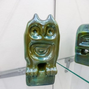 Vintage Zsolnay Eosin Porcelain Owl Statue: Hungarian Decor