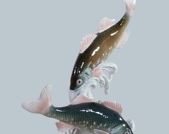 Antique Karl Ens Porcelain Fish Figurine: Large Trout Couple
