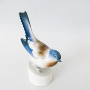 Vintage Zsolnay porcelain figurine,Blue bird,cuddling blue tit,titmouse FREE SHIPPING WORLDWIDE