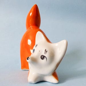 Vintage Porcelain Fox Figurine: USSR Pottery Statuette