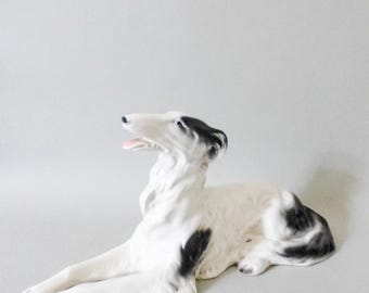 ヴィンテージ磁器製犬 | Royal Dux Bohemia 1970年代 ボルゾイ