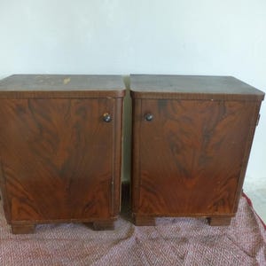 Antique Pine Bedside Tables: 1940s Wooden Nightstands, Bedroom Furniture