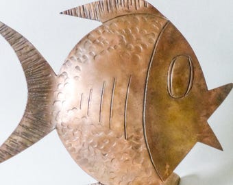 Vintage Mid-Century copper fish figurine,home decor,Nature inspired ornament FREE SHIPPING