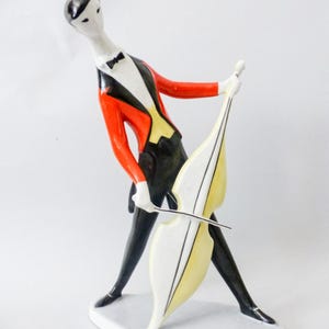 Zsolnay Art Deco Porcelain Figurine: Hungarian Cellist Sculpture