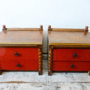 Vintage Wood Bedside Table: Colonial Style Nightstand, 2 Drawers
