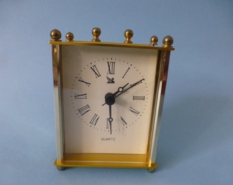 Vintage  Table Clock ,Tiffany-style mantel clock,Mid-century quartz clock FREE SHIPPING