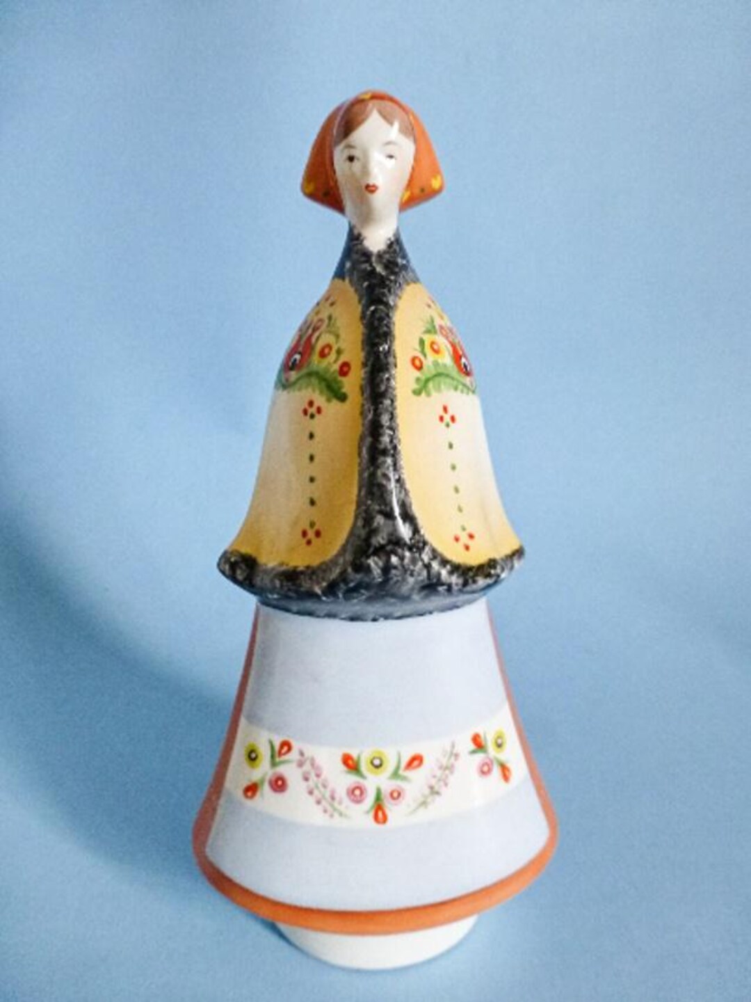 ヴィンテージ アクインクム磁器製女性置物：ハンガリーの羊飼いの少女
