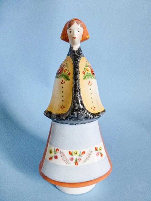 ヴィンテージ アクインクム磁器製女性置物：ハンガリーの羊飼いの少女