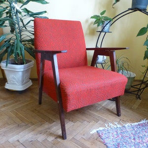Mid Century Modern armchair, Red Chair for living room "Champion"