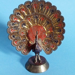 Vintage copper peacock home decor,brass bird statue ,housewarming gift FREE SHIPPING