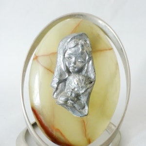 Vintage Madonna and Child Medallion: Religious Home Decor