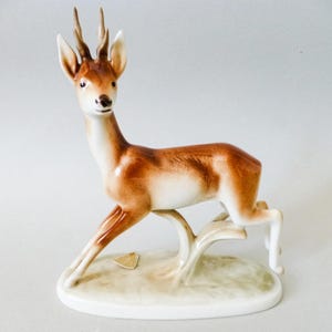Porcelain deer,Vintage Royal Dux porcelain  fawn,animal figurine FREE SHIPPING WORLDWIDE