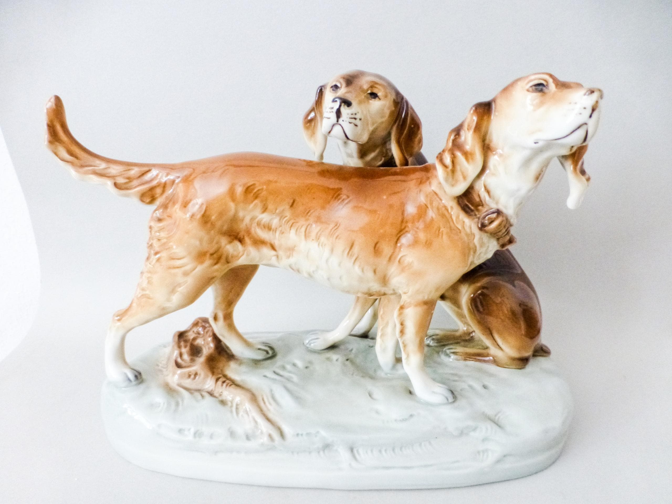 アンティーク雑貨  Dux Hunting Dogs Figurine Royal Dux Hunting Dogs - Etsy